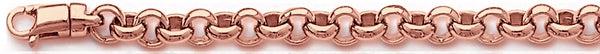 14k rose gold, 18k pink gold chain 6.6mm Domed Rolo Link Bracelet