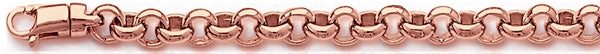 14k rose gold, 18k pink gold chain 6.6mm Domed Rolo Chain Necklace