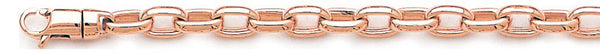 14k rose gold, 18k pink gold chain 5.4mm Cylinder Rolo Link Bracelet