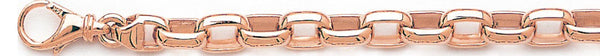 14k rose gold, 18k pink gold chain 6.9mm Cylinder Rolo Link Bracelet