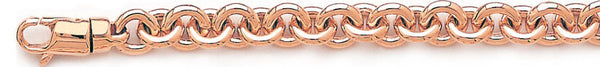 14k rose gold, 18k pink gold chain 8mm Traditional Rolo Link Bracelet