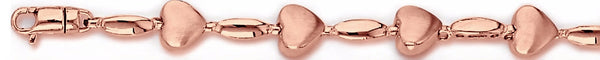 14k rose gold, 18k pink gold chain 7.5mm Heart Link Bracelet