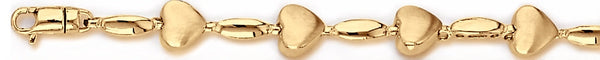 18k yellow gold chain, 14k yellow gold chain 7.5mm Heart Link Bracelet