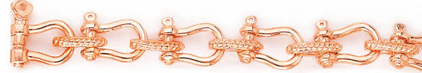 14k rose gold, 18k pink gold chain 12mm Yoke Link Bracelet