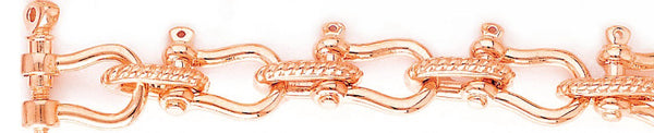 14k rose gold, 18k pink gold chain 15mm Yoke Link Bracelet