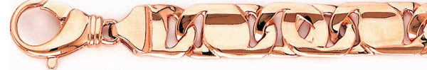 14k rose gold, 18k pink gold chain 12.2mm Tigers Eye Link Bracelet