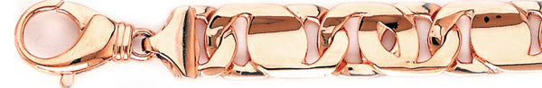 14k rose gold, 18k pink gold chain 13.2mm Tigers Eye Link Bracelet