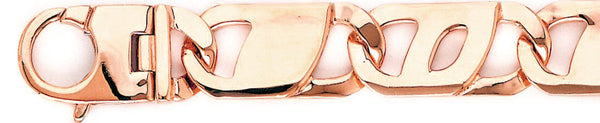 14k rose gold, 18k pink gold chain 15.1mm Tigers Eye Link Bracelet