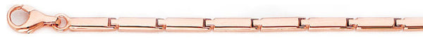 14k rose gold, 18k pink gold chain 3mm Bar Link Bracelet