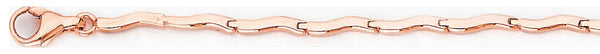 14k rose gold, 18k pink gold chain 2.2mm Wave Link Bracelet