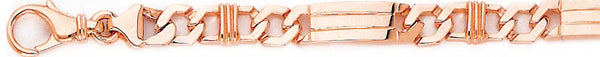 14k rose gold, 18k pink gold chain 6.3mm Triplehorne Link Bracelet