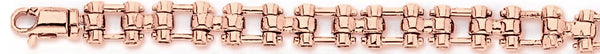 14k rose gold, 18k pink gold chain 7.3mm Triple Pin Link Bracelet