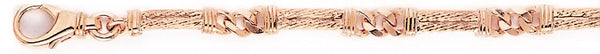 14k rose gold, 18k pink gold chain 5.4mm Cable Cap Link Bracelet