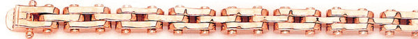 14k rose gold, 18k pink gold chain 6mm 3-Row Industrial Tread Link Bracelet