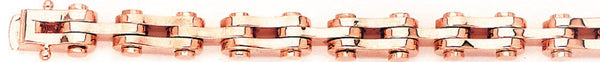 14k rose gold, 18k pink gold chain 7mm 3-Row Industrial Tread Link Bracelet