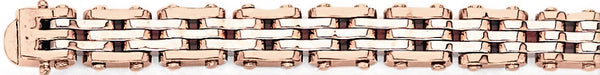 14k rose gold, 18k pink gold chain 9.6mm 5-Row Industrial Tread Link Bracelet