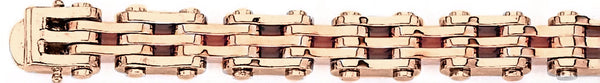 14k rose gold, 18k pink gold chain 10.5mm 5-Row Industrial Tread Link Bracelet