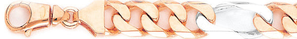14k rose gold, 18k pink gold chain 12.9mm Figaro Link Bracelet