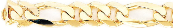 18k yellow gold chain, 14k yellow gold chain 15.1mm Figaro Link Bracelet