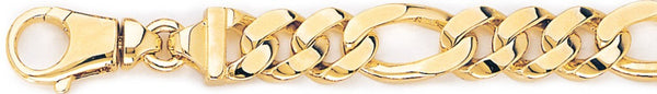 18k yellow gold chain, 14k yellow gold chain 11.4mm Figaro Link Bracelet