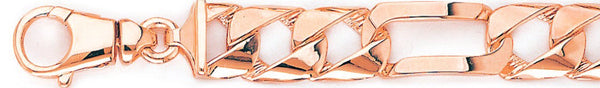 14k rose gold, 18k pink gold chain 12.2mm Boxy Figaro Link Bracelet