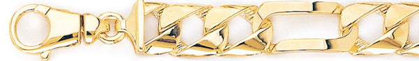 18k yellow gold chain, 14k yellow gold chain 12.2mm Boxy Figaro Link Bracelet