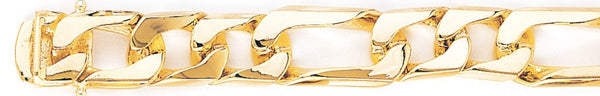 18k yellow gold chain, 14k yellow gold chain 12.7mm Boxy Figaro Link Bracelet