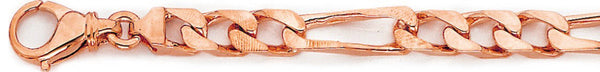 14k rose gold, 18k pink gold chain 6.9mm Elogated Figaro Link Bracelet