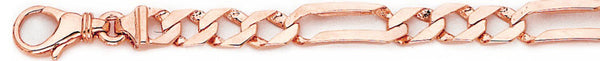 14k rose gold, 18k pink gold chain 6.1mm Elogated Figaro Link Bracelet