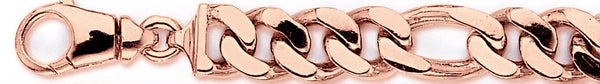 14k rose gold, 18k pink gold chain 12.2mm Figaro Link Bracelet