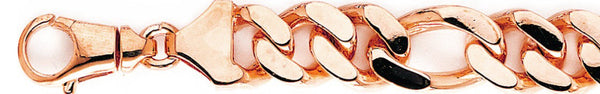 14k rose gold, 18k pink gold chain 14mm Figaro Link Bracelet