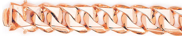 14k rose gold, 18k pink gold chain 16.2mm Switchblade Curb Link Bracelet