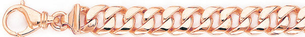 14k rose gold, 18k pink gold chain 9.6mm Half Round Curb Link Bracelet