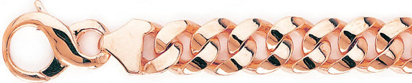 14k rose gold, 18k pink gold chain 13.4mm Half Round Curb Link Bracelet