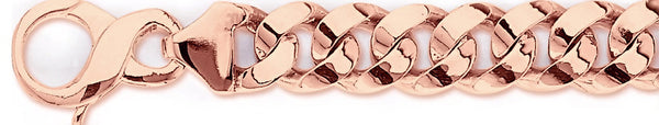 14k rose gold, 18k pink gold chain 13.3mm Half Round Curb Link Bracelet