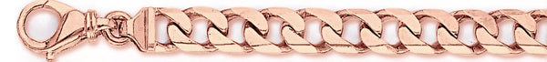 14k rose gold, 18k pink gold chain 8.2mm Beveled Flat Curb Link Bracelet