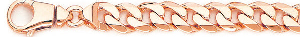 14k rose gold, 18k pink gold chain 10.1mm Beveled Flat Curb Link Bracelet