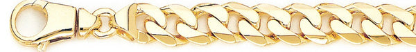 18k yellow gold chain, 14k yellow gold chain 10.1mm Beveled Flat Curb Link Bracelet