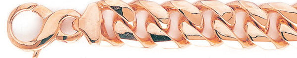 14k rose gold, 18k pink gold chain 16.4mm Beveled Flat Curb Link Bracelet