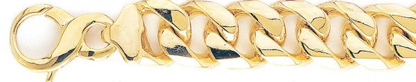 18k yellow gold chain, 14k yellow gold chain 16.4mm Beveled Flat Curb Link Bracelet