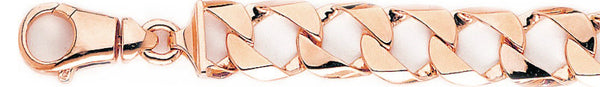14k rose gold, 18k pink gold chain 12.7mm Smooth Curb Link Bracelet